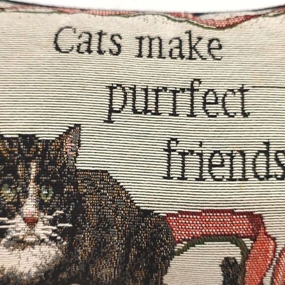 Cats Make Purrfect Friends Feline Follies Tapestry Pillow Vintage - Picture 5 of 11